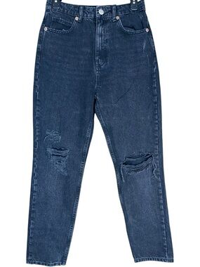 Zara Classic Mom Fit Distressed Jeans Black